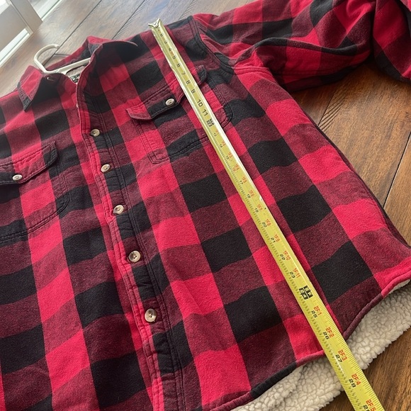 RedHead Brand Men's Long Sleeve Red black Plaid Flannel Sherpa Lined Shirt Sz M - Picture 7 of 10